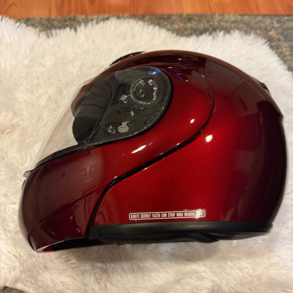 Burgundy Motorcycle Helmet With Harley Decals - Picture 4 of 8
